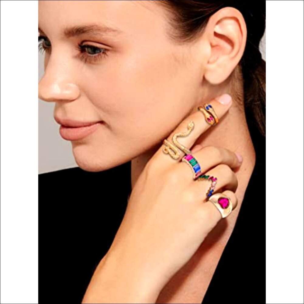 Adjustable Stackable Rings Set Star Moon Heart Bo… - image 3